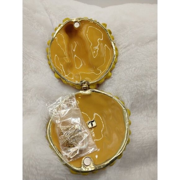 Hand-Painted Enameled Baby Sleeping on a Sunflower Trinket Box with Necklace - Picture 7 of 9